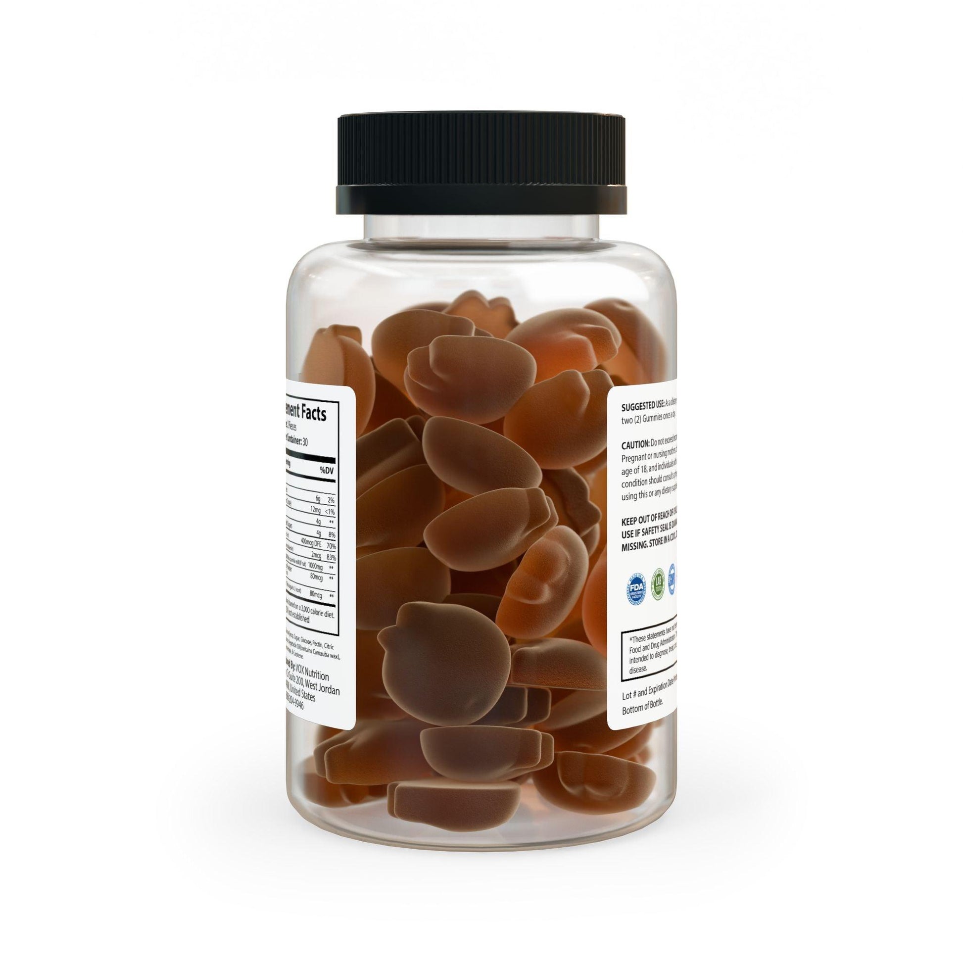 Apple cider vinegar gummies in a clear bottle for health and wellness support