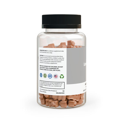 Hair vitamins with biotin in a clear bottle, promoting healthy hair growth and overall wellness