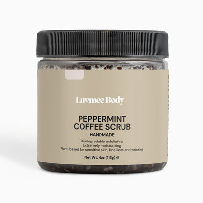 Luvmee Body peppermint coffee scrub natural exfoliating body scrub for sensitive skin in 4oz jar