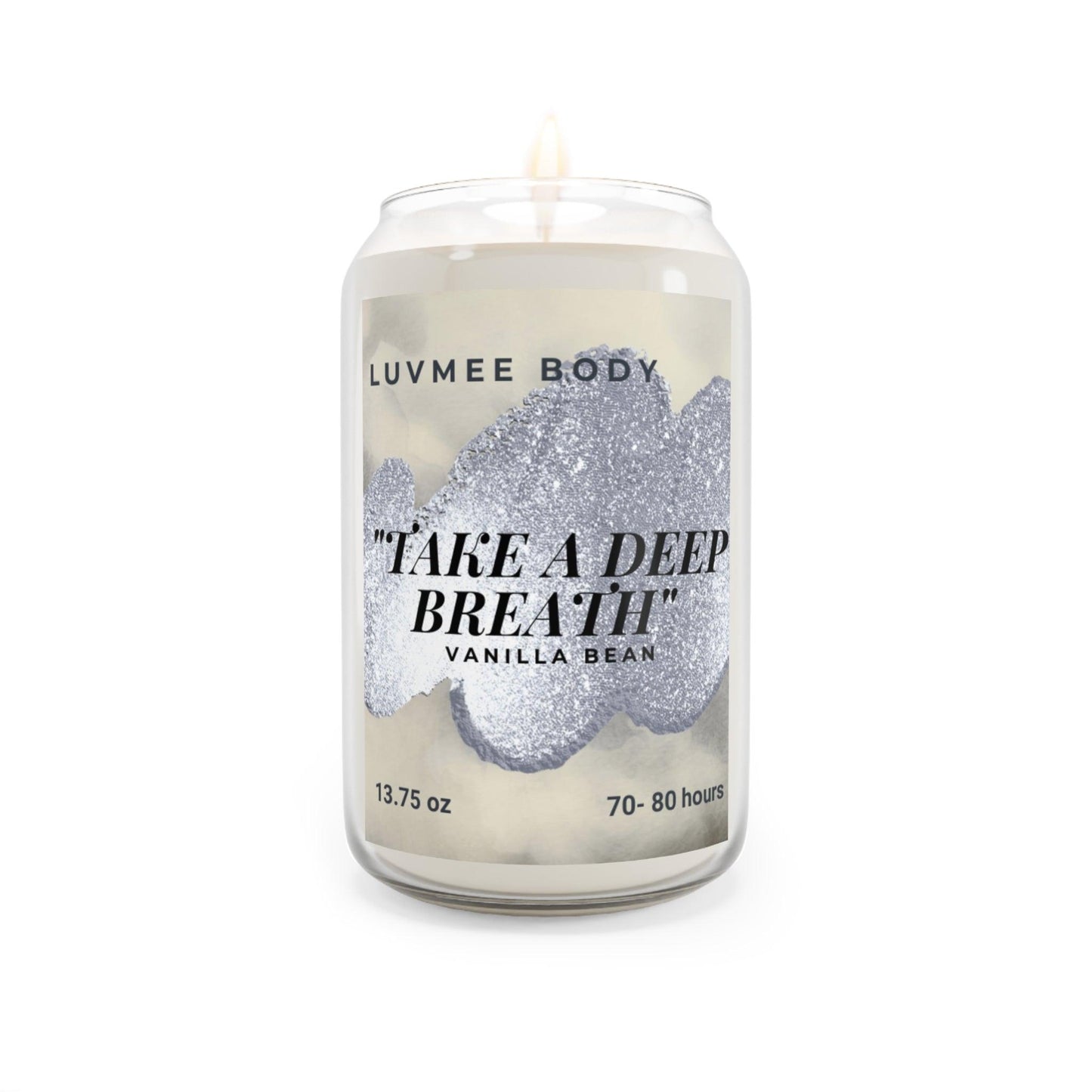 Vanilla bean aromatherapy candle in a stylish glass jar for 70 to 80 hours of soothing ambiance