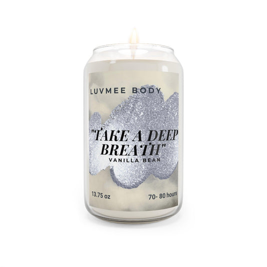 Vanilla bean aromatherapy candle in a stylish glass jar for 70 to 80 hours of soothing ambiance