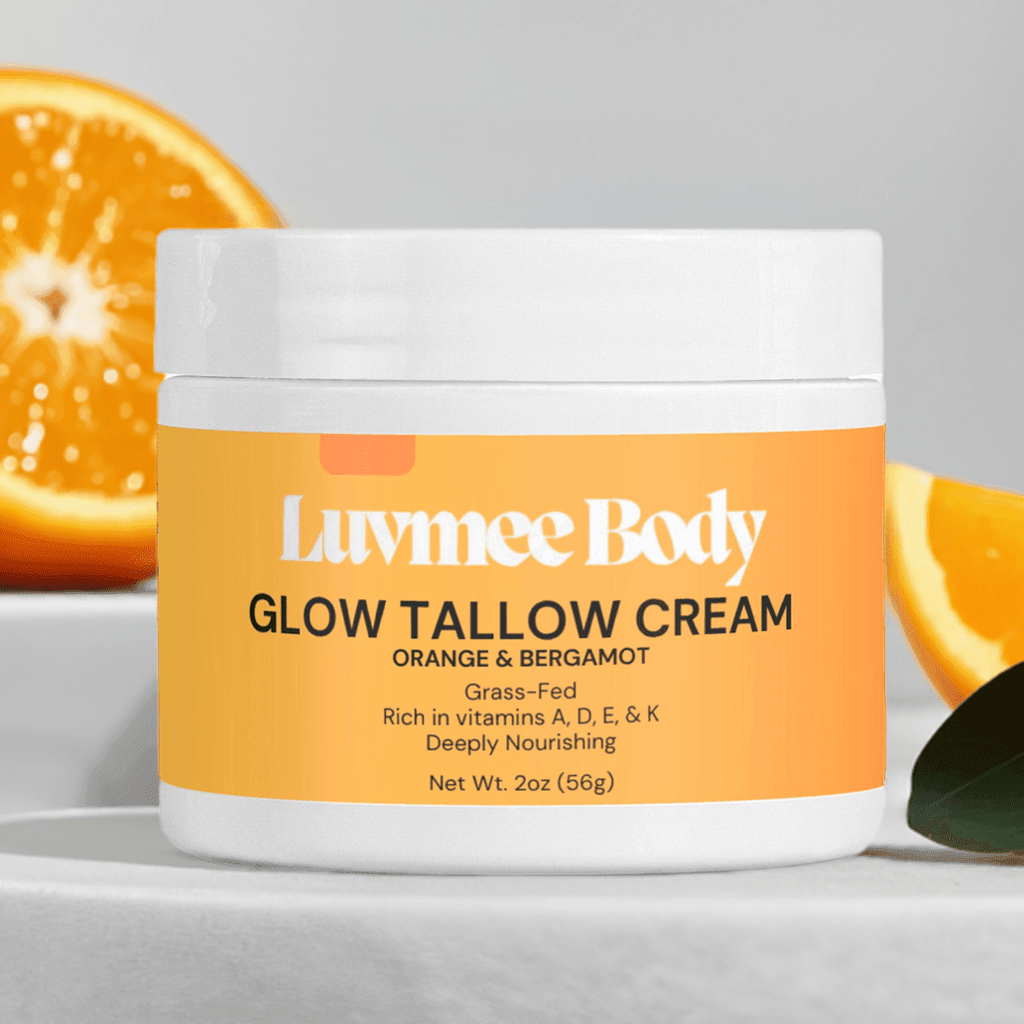 Luvmee Body Vitamin Rich Tallow Cream in orange and bergamot scent, deeply nourishing for healthy skin
