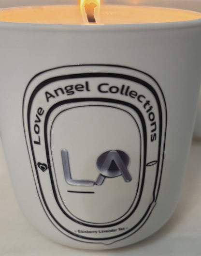 Love Angel Collections Blueberry Lavender tea candle, offering a calming and eco-friendly relaxation experience.